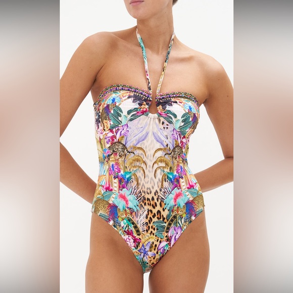 Camilla Other - NWT $429 Camilla Mergorou Bandeau one Piece Ring Trim Size S Crystal Leopard